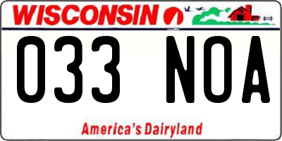 WI license plate 033NOA