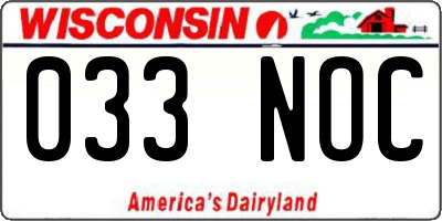 WI license plate 033NOC
