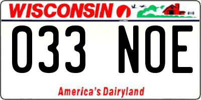 WI license plate 033NOE