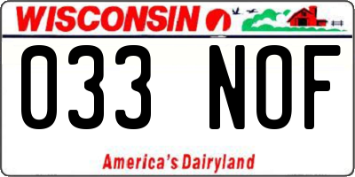 WI license plate 033NOF