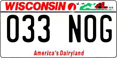 WI license plate 033NOG