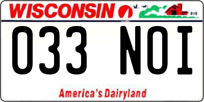 WI license plate 033NOI