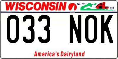 WI license plate 033NOK