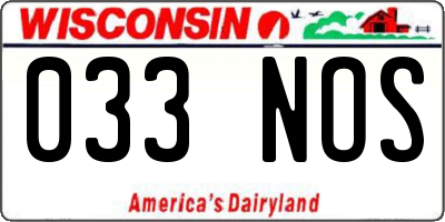 WI license plate 033NOS