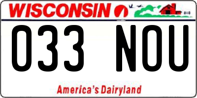 WI license plate 033NOU