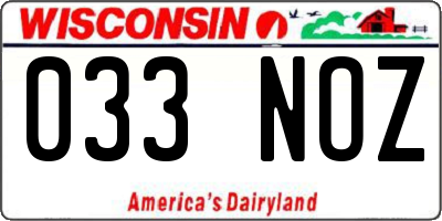 WI license plate 033NOZ