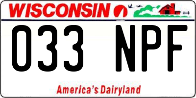 WI license plate 033NPF