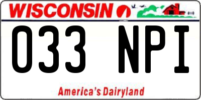 WI license plate 033NPI