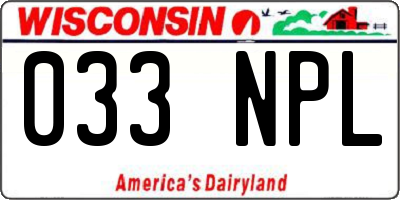 WI license plate 033NPL