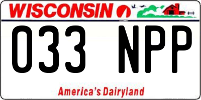 WI license plate 033NPP