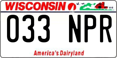 WI license plate 033NPR