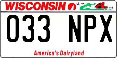WI license plate 033NPX