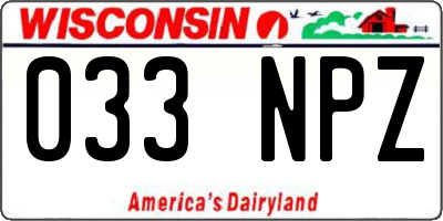 WI license plate 033NPZ