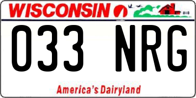 WI license plate 033NRG