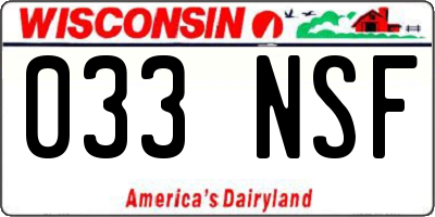 WI license plate 033NSF