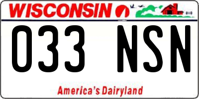 WI license plate 033NSN