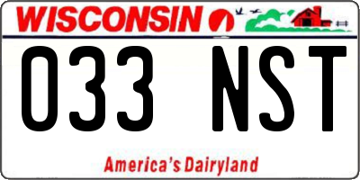WI license plate 033NST