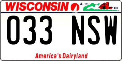 WI license plate 033NSW