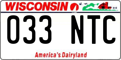 WI license plate 033NTC