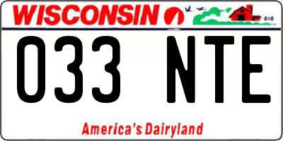 WI license plate 033NTE