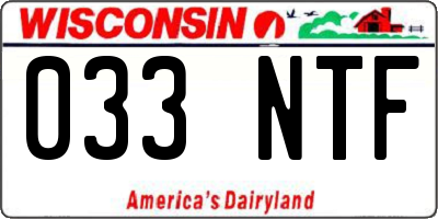 WI license plate 033NTF