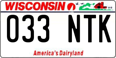 WI license plate 033NTK
