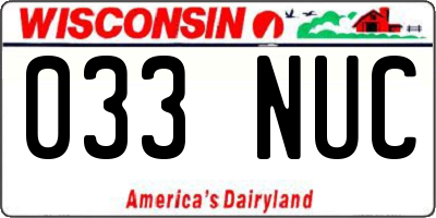 WI license plate 033NUC