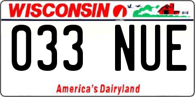 WI license plate 033NUE