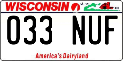 WI license plate 033NUF