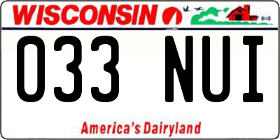 WI license plate 033NUI