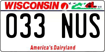WI license plate 033NUS