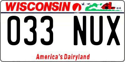 WI license plate 033NUX