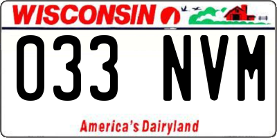 WI license plate 033NVM