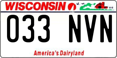 WI license plate 033NVN