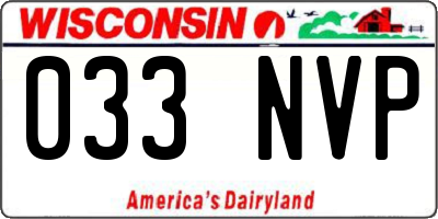 WI license plate 033NVP