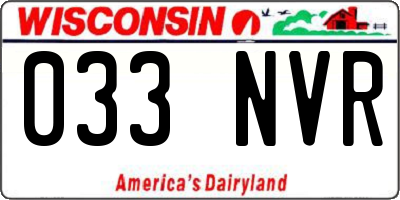 WI license plate 033NVR