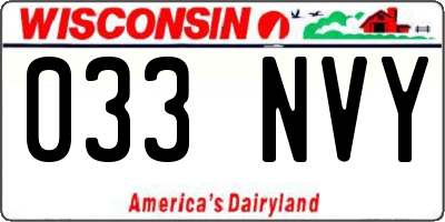 WI license plate 033NVY