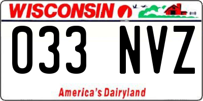 WI license plate 033NVZ