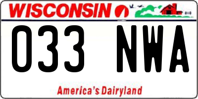 WI license plate 033NWA