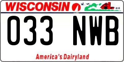 WI license plate 033NWB