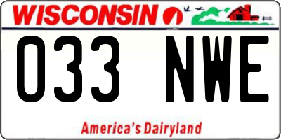 WI license plate 033NWE