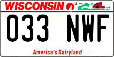 WI license plate 033NWF