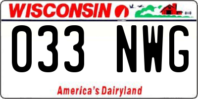 WI license plate 033NWG
