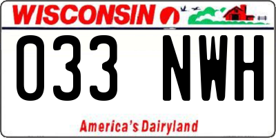 WI license plate 033NWH