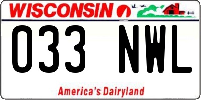 WI license plate 033NWL