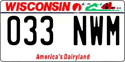 WI license plate 033NWM