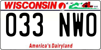WI license plate 033NWO
