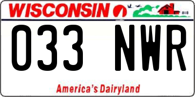 WI license plate 033NWR