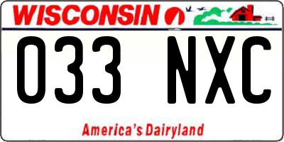 WI license plate 033NXC