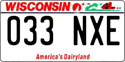 WI license plate 033NXE